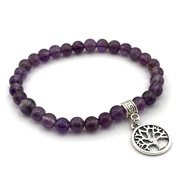 Amethyst Beaded Bracelet with Tree of Life Pendant - Alicia GonzalezBracelets