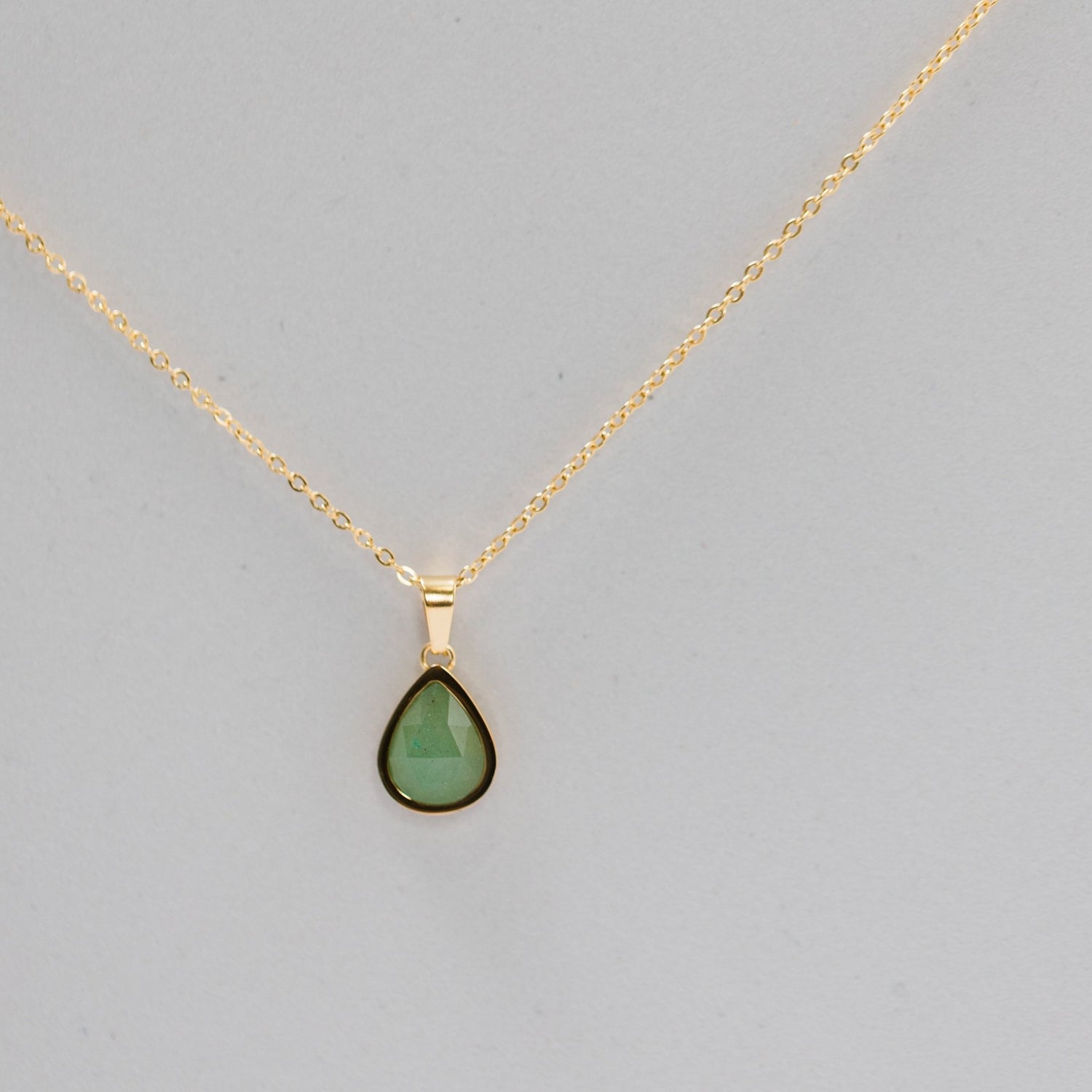 Aventurine Teardrop Pendant Necklace 18K Gold Plated - Alicia GonzalezNecklaces