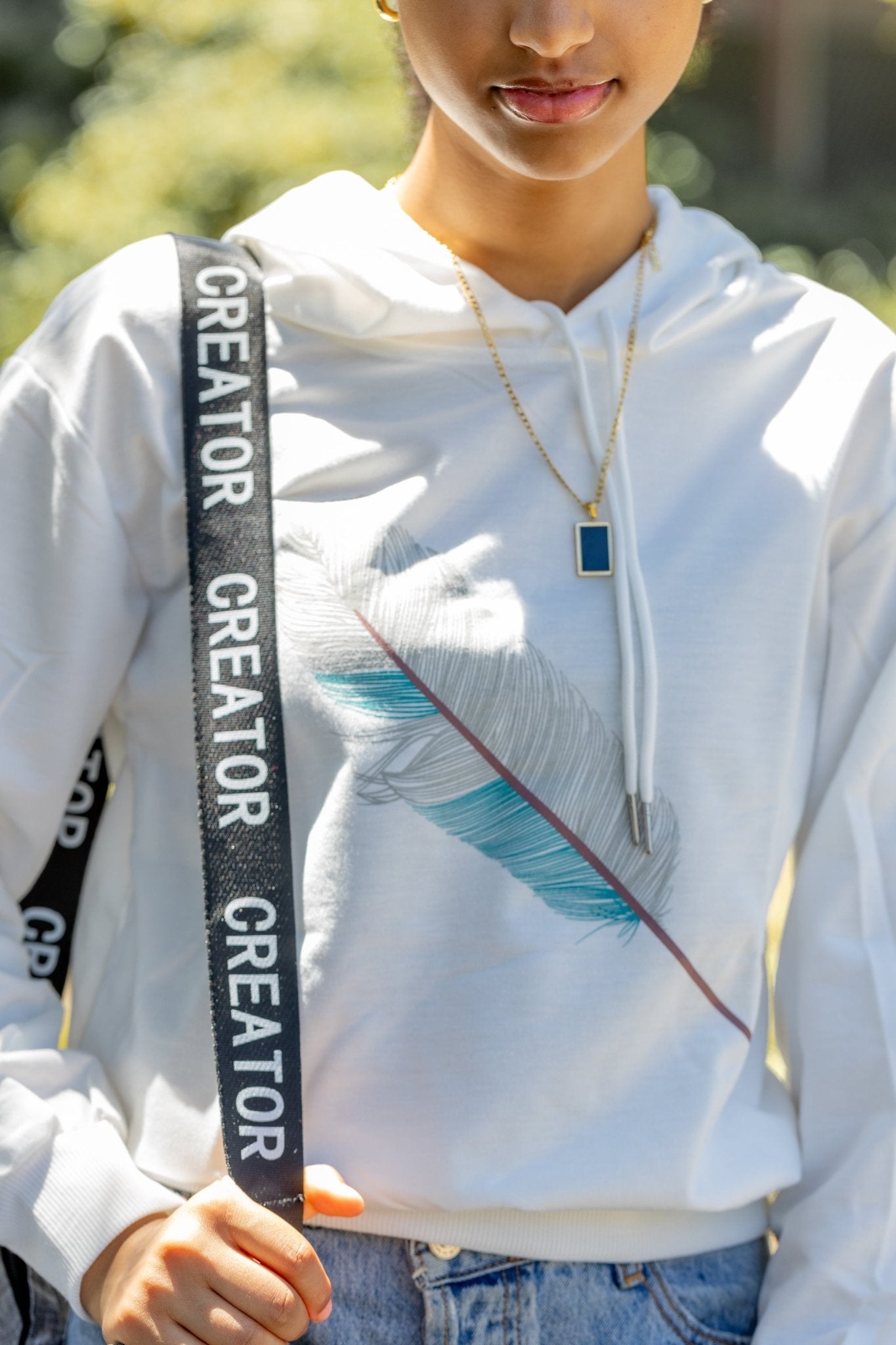 Feather Hoodie for Women - Lightweight Gorgeous Solid Background with Feather Print - Alicia GonzalezShirts & Tops