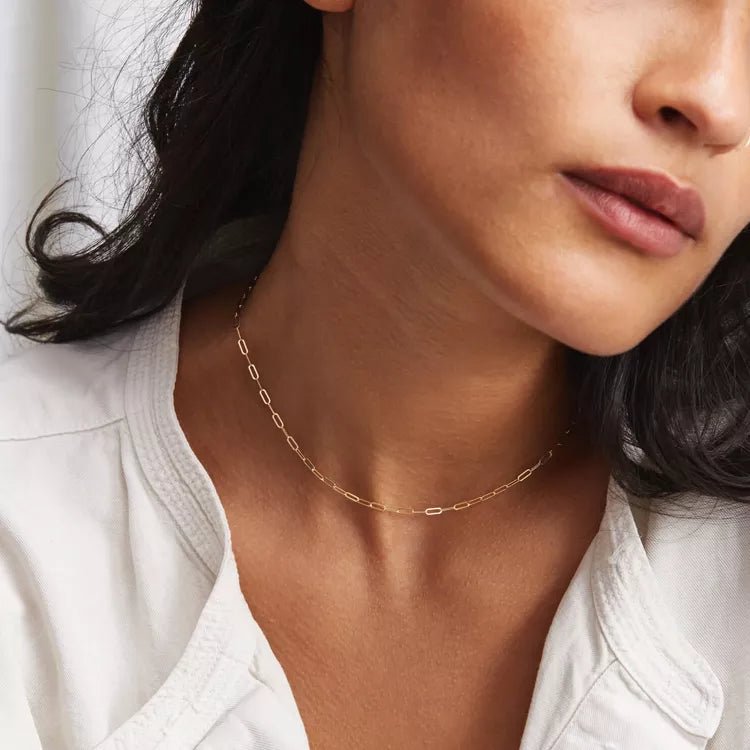 Paperclip Link Necklace - 14K Gold Plated Over Sterling Silver - Alicia GonzalezNecklaces