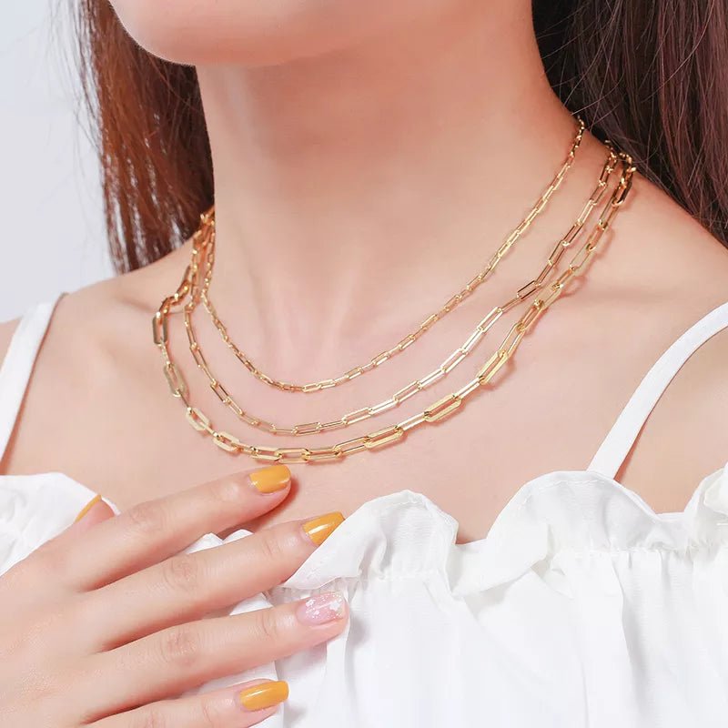 Paperclip Link Necklace - 14K Gold Plated Over Sterling Silver - Alicia GonzalezNecklaces
