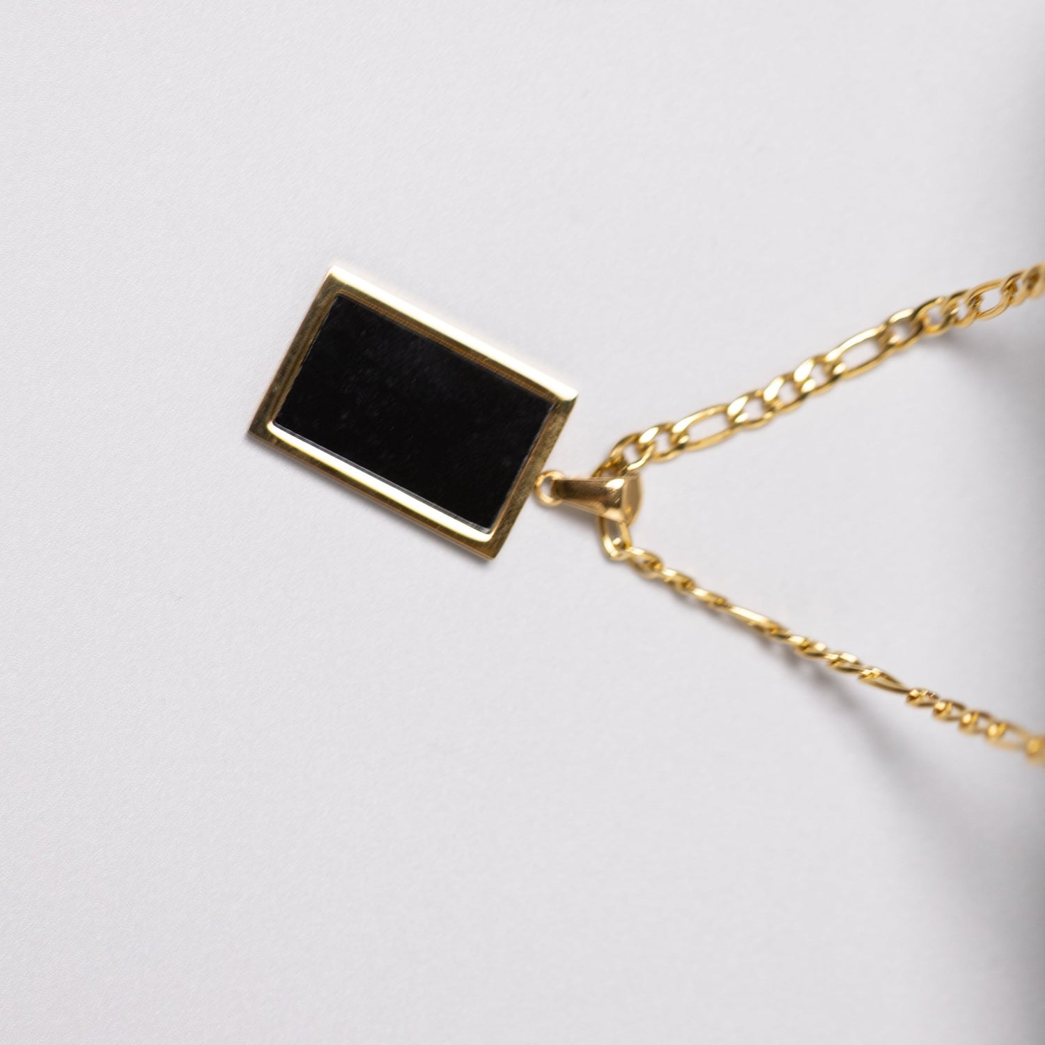 Rectangle Black Agate Pendant Necklace 18K Gold Plated - Alicia GonzalezNecklaces