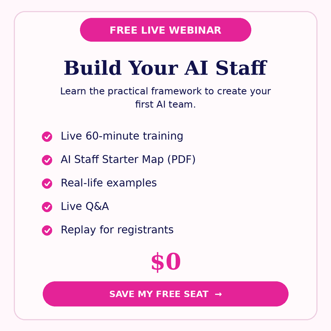 Build Your AI Staff — Free Live Webinar - Alicia GonzalezLive Webinar
