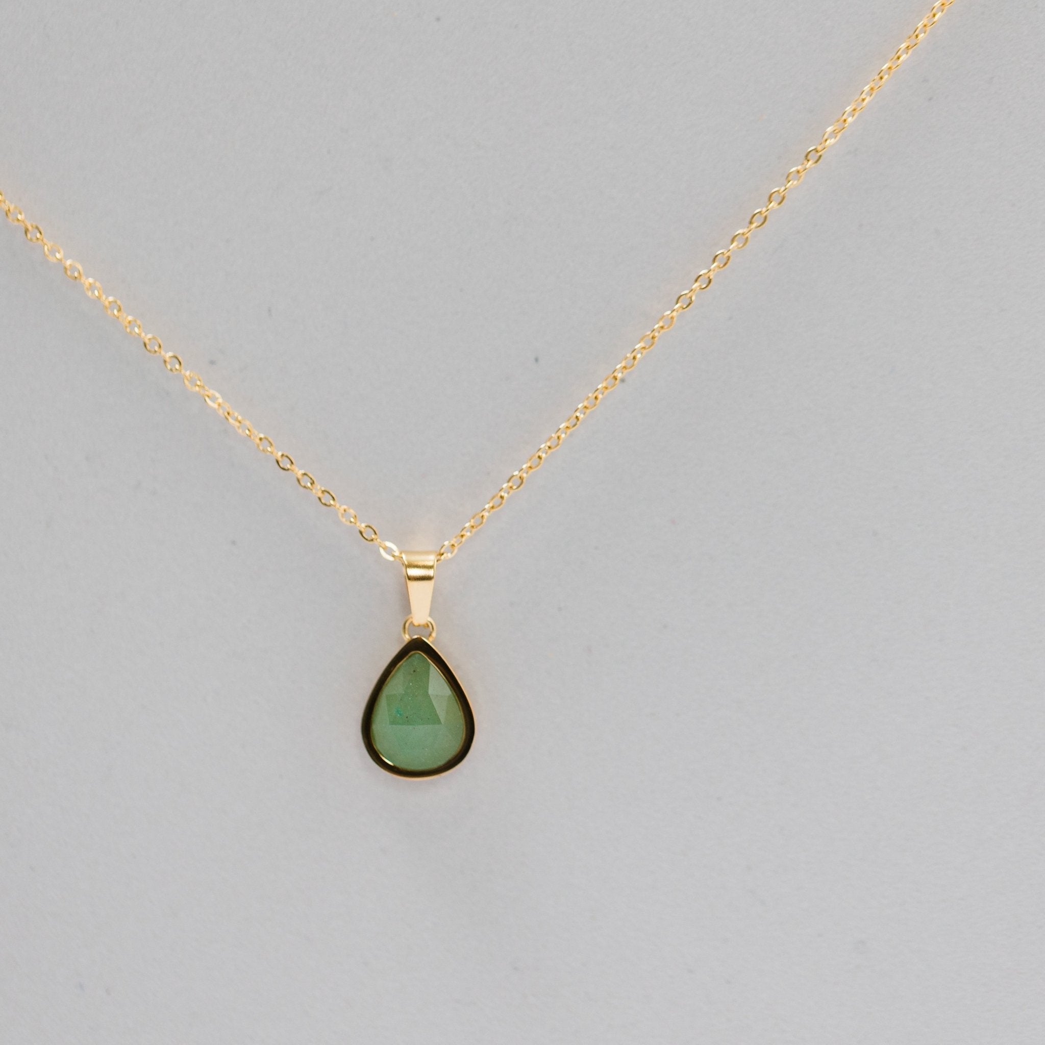 Aventurine Teardrop Pendant Necklace 18K Gold Plated - Alicia GonzalezNecklaces