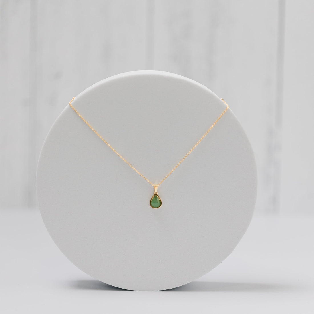 Aventurine Teardrop Pendant Necklace 18K Gold Plated - Alicia GonzalezNecklaces