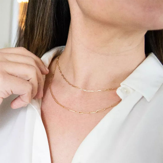 Paperclip Link Necklace - 14K Gold Plated Over Sterling Silver - Alicia GonzalezNecklaces