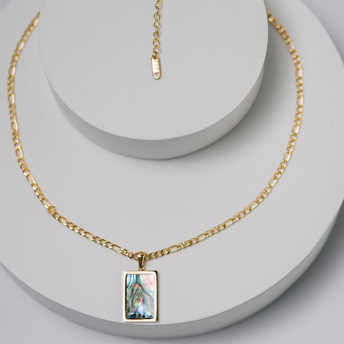 Rectangle Abalone Shell Pendant Necklace 18K Gold Plated - Alicia GonzalezNecklaces