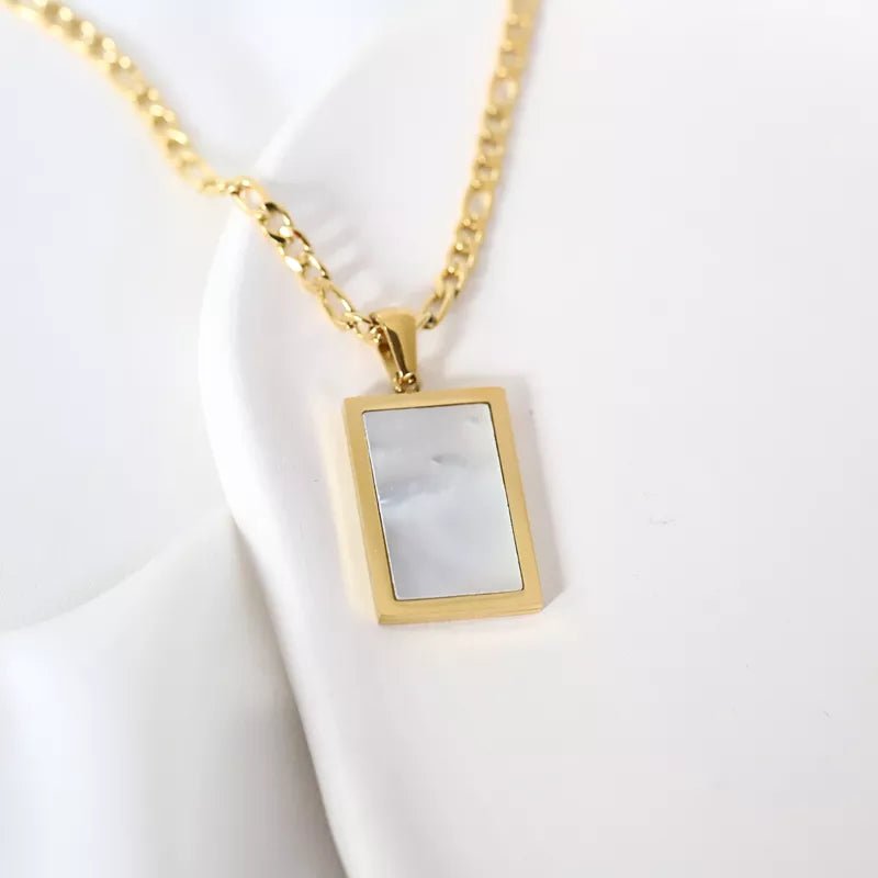 3-Crystal Rectangle Pendant Chain Necklace - Skin Friendly